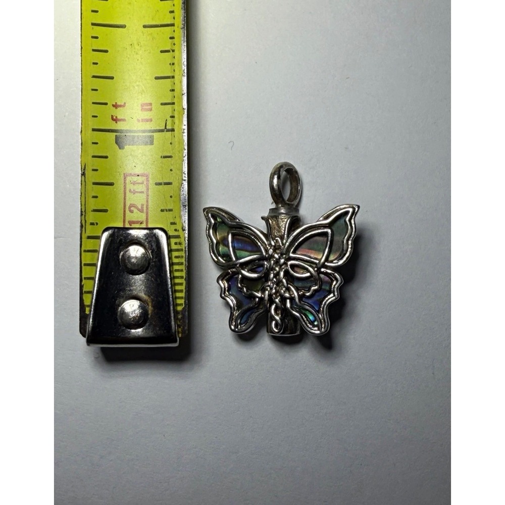 Sterling Silver Abalone Butterfly Urn Pendant Memorial Keepsake Necklace Charm